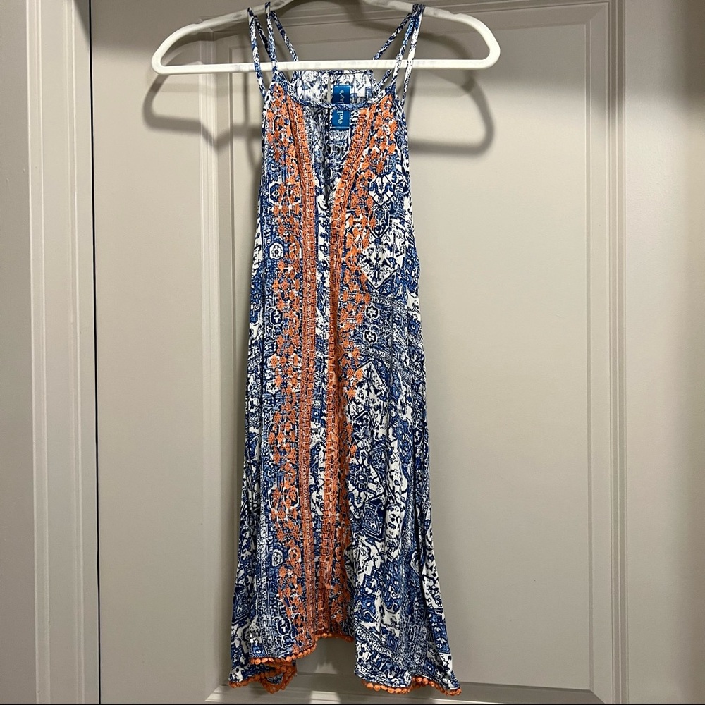 Blue and Orange Printed Dress, S